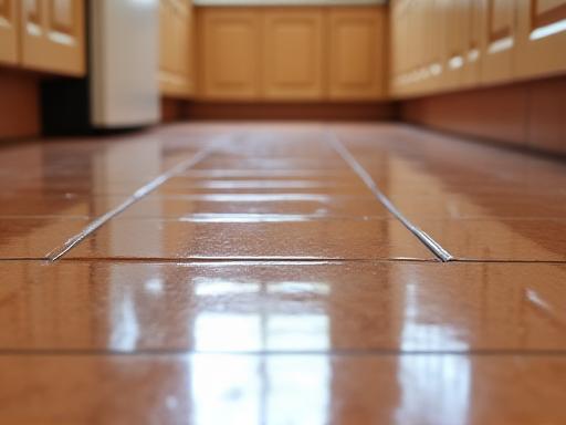 Glossy kitchen floor after professional cleaning